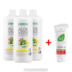 Гел за пиене за Имунната система Aloe Vera Immune Plus, Троен комплект + Алое Вера Хидратиращ Гел Концентрат