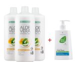 Aloe Vera Гел за Пиене с Мед, Троен комплект + Aloe Vera Нежно почистващ Крем-сапун за ръце