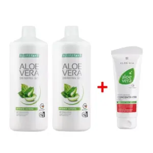 Комплект Aloe Vera Гел за пиене с Коприва за Прочистване на кръвоносната система, Две бутилки + Крем Концентрат Алое Вера при Кожни проблеми