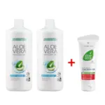 Комплект Aloe Vera Гел за пиене за Ставите с колаген, две бутилки + Крем Концентрат Алое Вера при Кожни проблеми